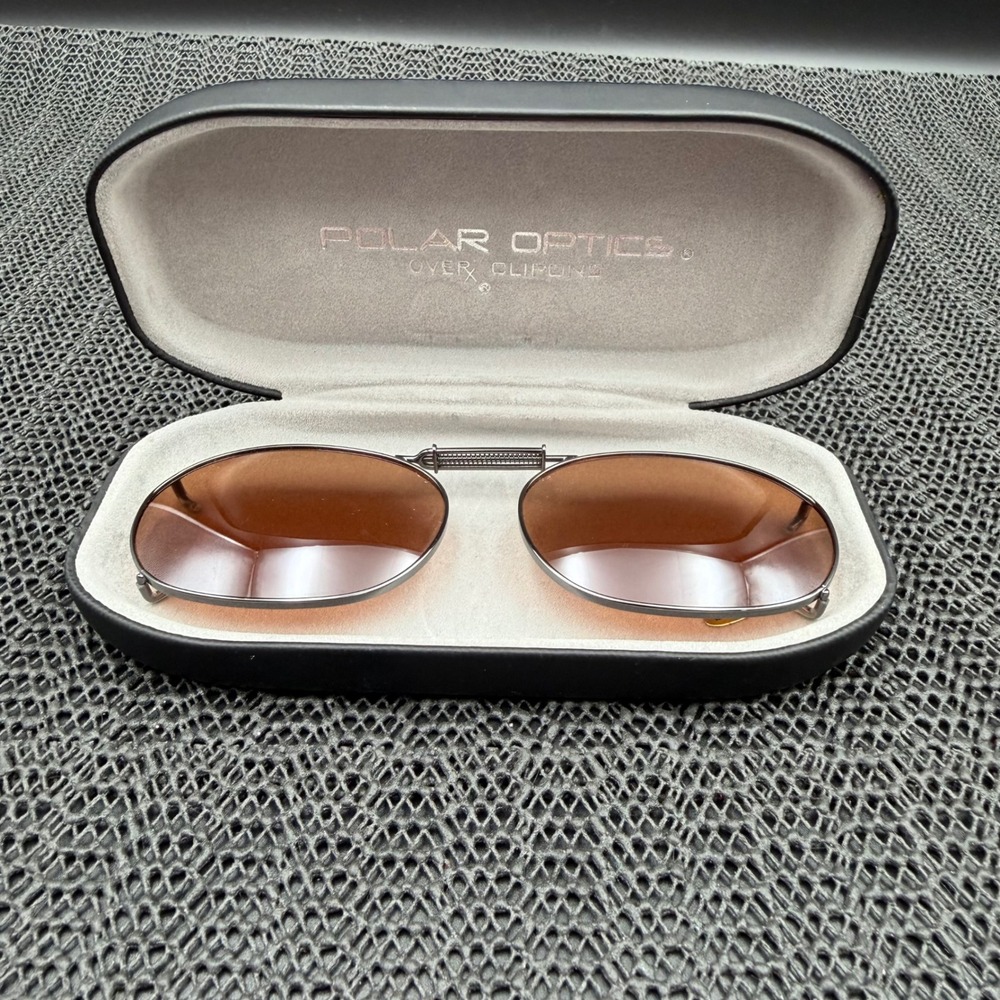 Polar Optics Over-Clipons Polarized Oval Clip On Sunglasses Amber Lens with Case
